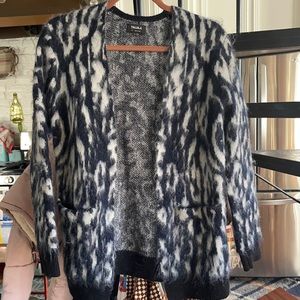 Aritzia Talula open cardigan sweater - fuzzy and soft merino wool mohair knit XS